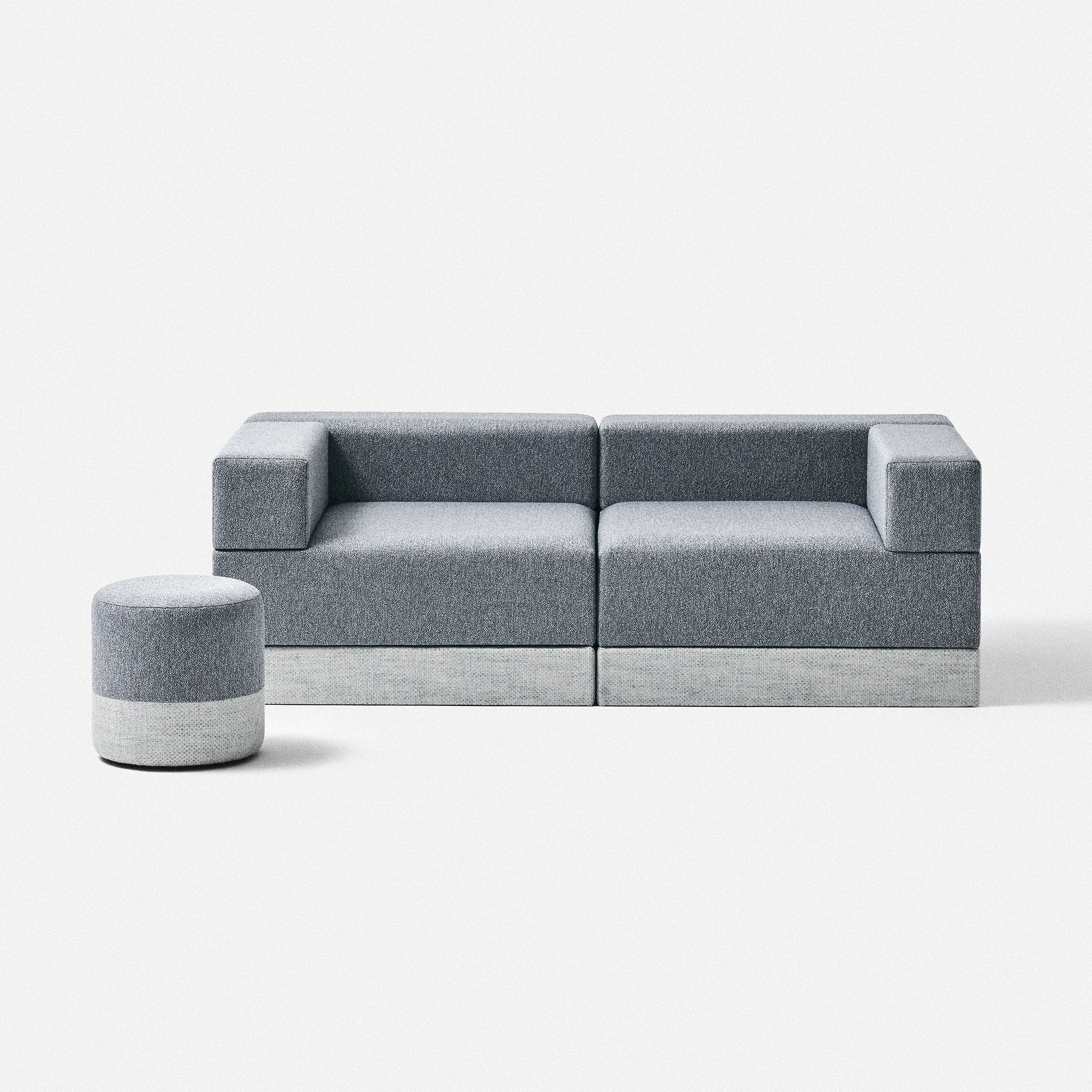 BOX Sofa 2P / light gray ＋ BOX Leg / white ＋ BOX Stool / light gray ＋ white